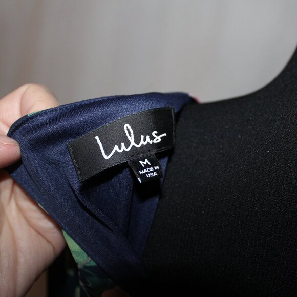 FALL SALE! Lulus Dress Rosalinda Navy Blue Floral Print Long Sleeve Medium NWT's - Picture 8 of 13